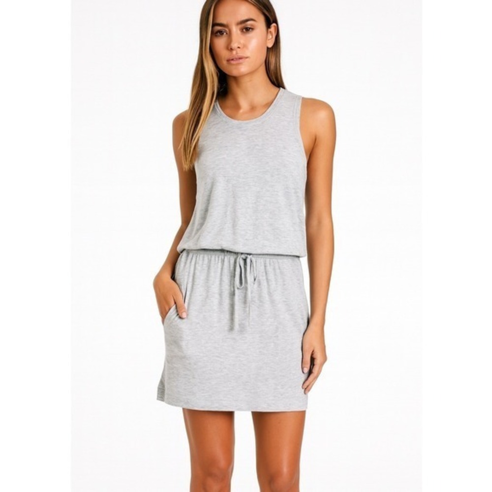 Lou & Gray Gray Knit Sleeveless Drawstring Pockets Casual Size XS Dress‎